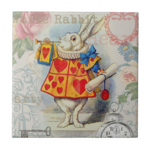 Weiße Kaninchenherzen Alice Klassiker Fliese