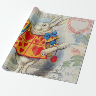 Weiße Kaninchenherzen Alice Klassiker Geschenkpapier