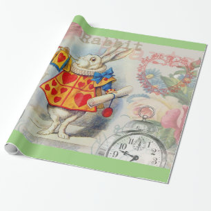 Weiße Kaninchenherzen Alice Klassiker Geschenkpapier