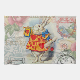 Weiße Kaninchenherzen Alice Klassiker Geschirrtuch
