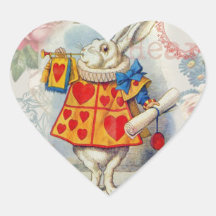 Weiße Kaninchenherzen Alice Klassiker Herz-Aufkleber