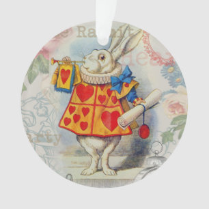 Weiße Kaninchenherzen Alice Klassiker Ornament
