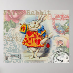Weiße Kaninchenherzen Alice Klassiker Poster