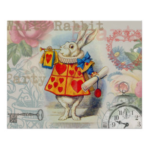 Weiße Kaninchenherzen Alice Klassiker Poster