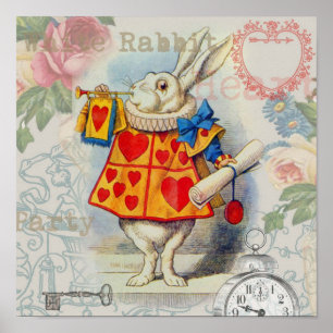 Weiße Kaninchenherzen Alice Klassiker Poster
