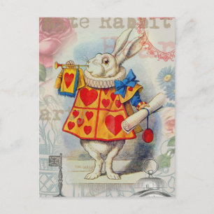 Weiße Kaninchenherzen Alice Klassiker Postkarte