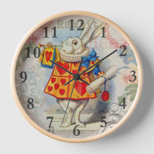 Weiße Kaninchenherzen Alice Klassiker Uhr
