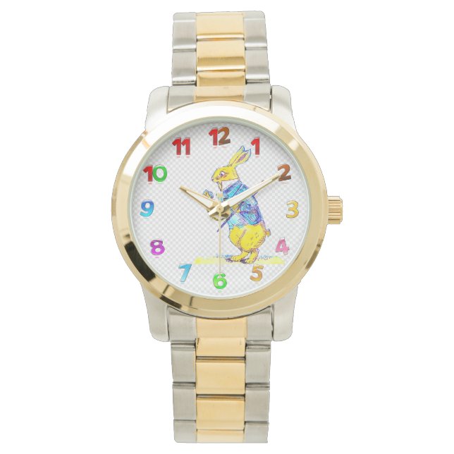 Weiße Kaninchenuhr Armbanduhr (Vorderseite)