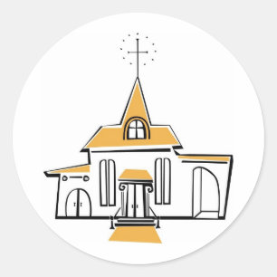 Weiße Kapelle mit Gold Akzenten Runder Aufkleber