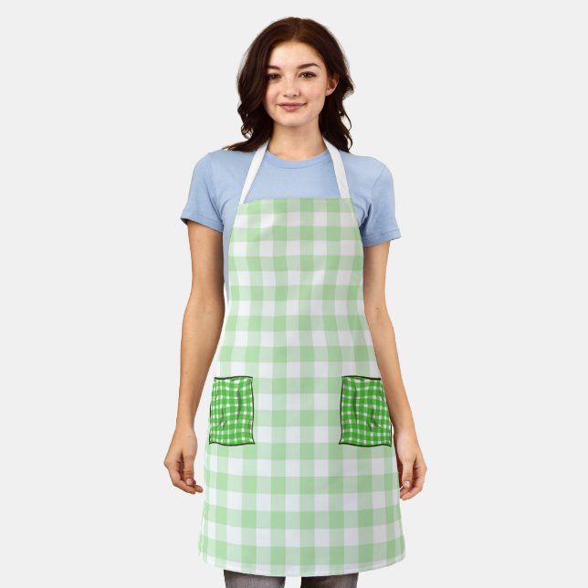 Weiße Karos Schürze (Getragen)