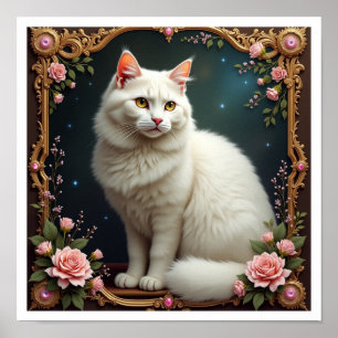 Weiße Katze 5D Diamant-Malerei-Set Poster