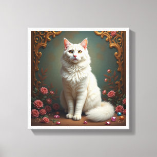 Weiße Katze 5D Diamant-Malset Leinwanddruck