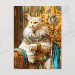 Weiße Katze als Hohepriester auf Throne Postkarte