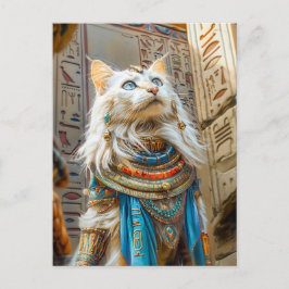 Weiße Katze als Hohepriester auf Throne Postkarte
