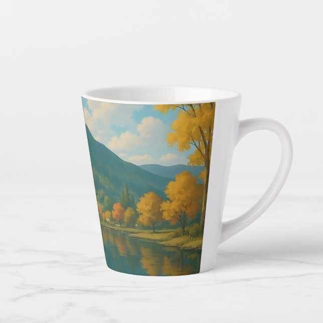 Weiße Katze am See - Tasse für Katze (Rechts)