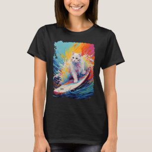 Weiße Katze auf dem Paddelbrett T-Shirt
