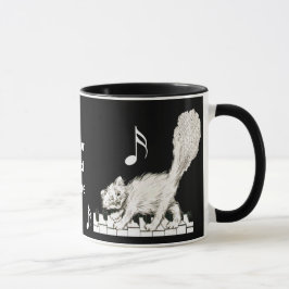 Weiße Katze auf Klaviertasten Tasse