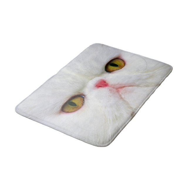 Weiße Katze Badematte (Schrägansicht)