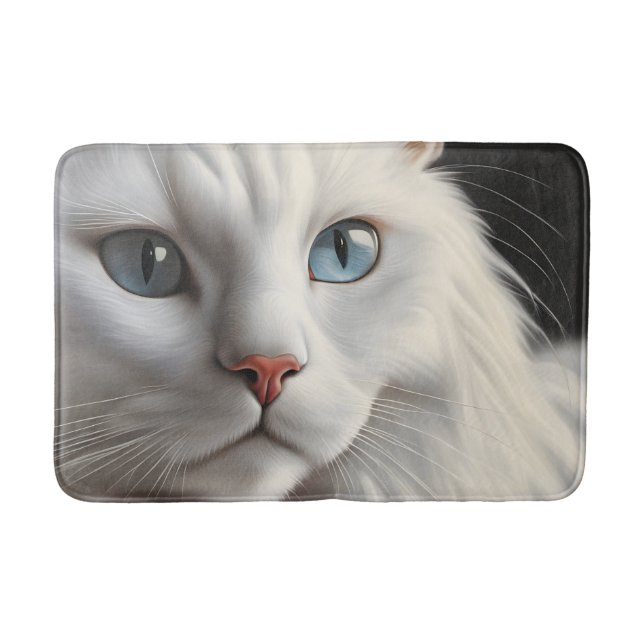 Weiße Katze Badematte (Vorderseite)