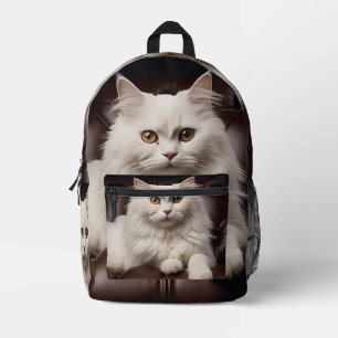 Weiße Katze Bedruckter Rucksack