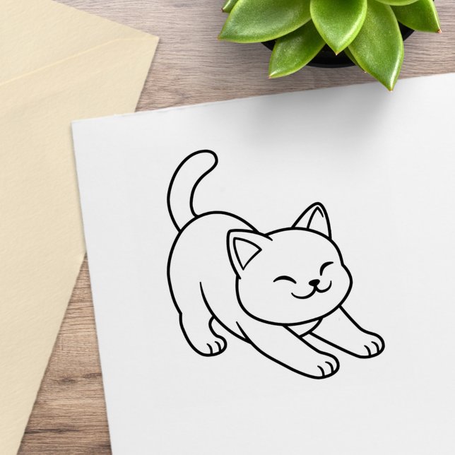 Weiße Katze beim Strecken Gummistempel (Von Creator hochgeladen)