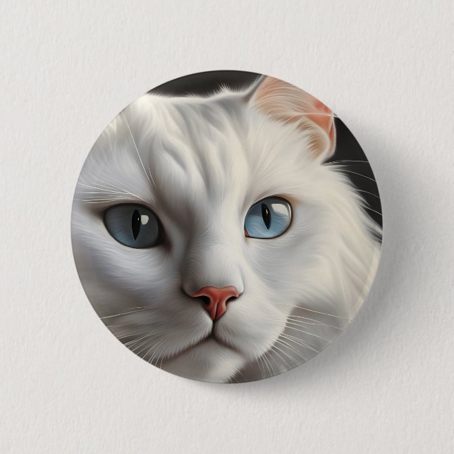 Weiße Katze Button (Vorderseite)