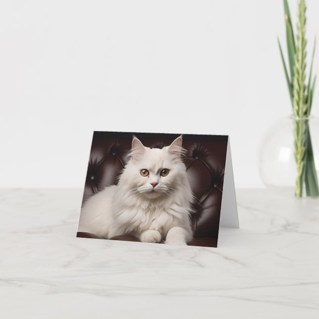 Weiße Katze Dankeskarte (Vorderseite)