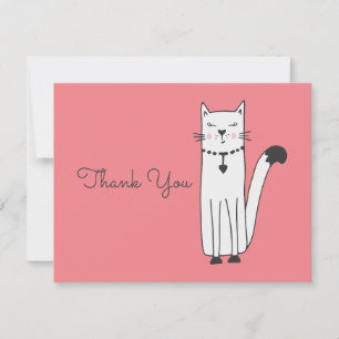 Weiße Katze Doodle Danke, dass du eine Flachkarte  Dankeskarte