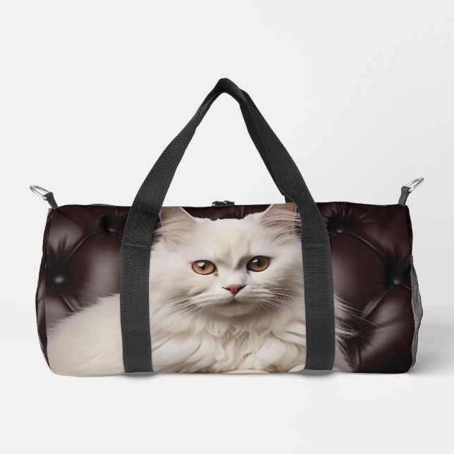 Weiße Katze Duffle Bag (Vorderseite)