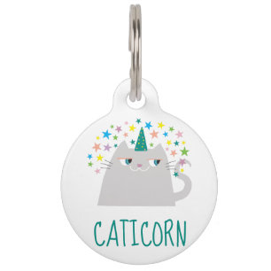 Weiße Katze Einhorn Caticorn Süß Lustig Monogramm Tiernamensmarke