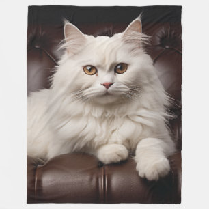 Weiße Katze Fleecedecke