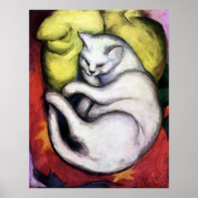Weiße Katze, Franz Marc Poster (Vorne)