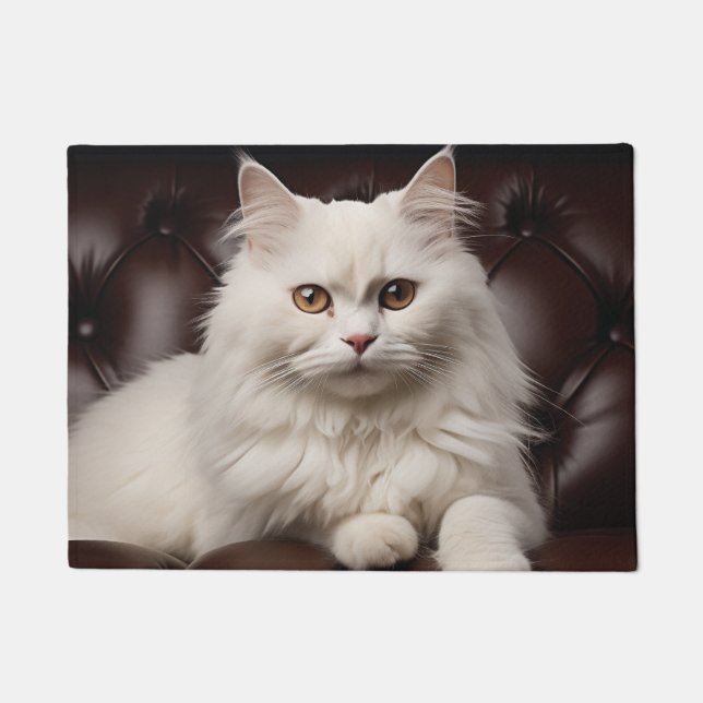 Weiße Katze Fußmatte (Vorderseite)