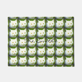 Weiße Katze Fußmatte