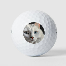 Weiße Katze Golfball