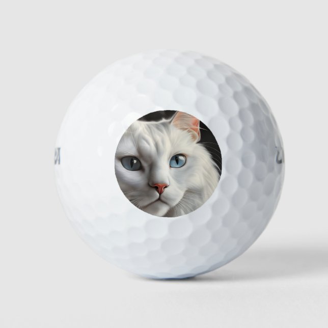 Weiße Katze Golfball (Vorderseite)