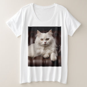 Weiße Katze Große Größe T-Shirt