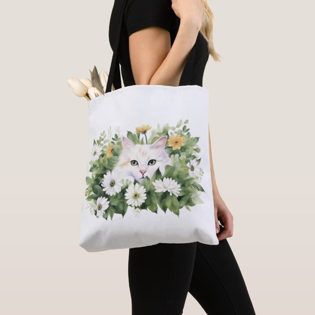 Weiße Katze in Aquarellen Tasche (Von Nahem)
