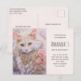Weiße Katze in Gold und Diamanten Einladung zum Ge