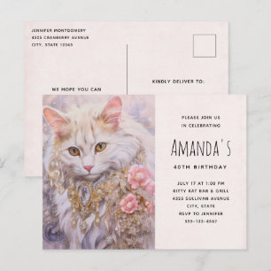 Weiße Katze in Gold und Diamanten Einladung zum Ge