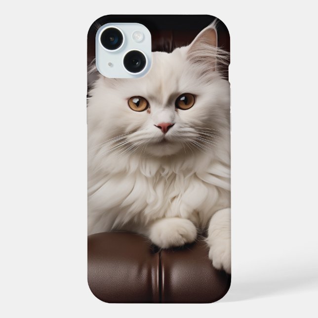 Weiße Katze iPhone 15 Plus Hülle (Rückseite)