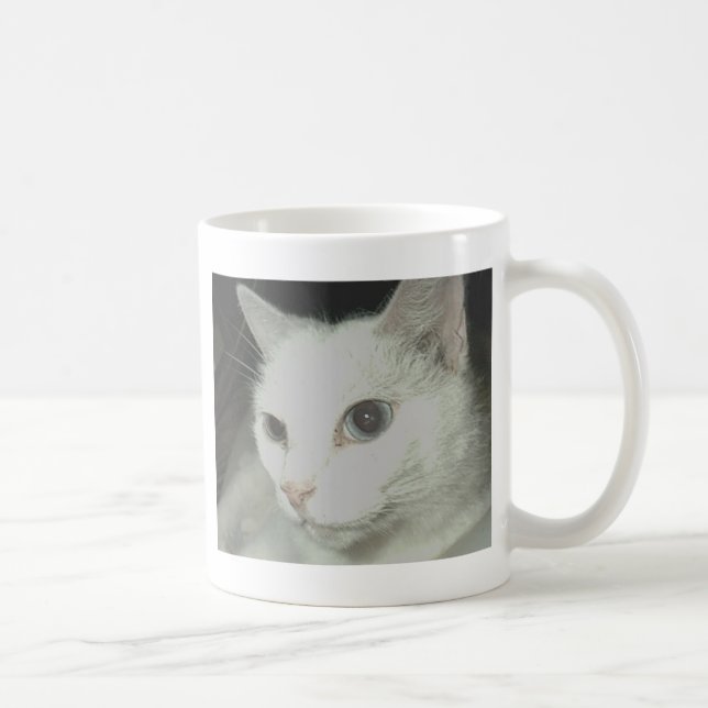 Weiße Katze Kaffeetasse (Rechts)