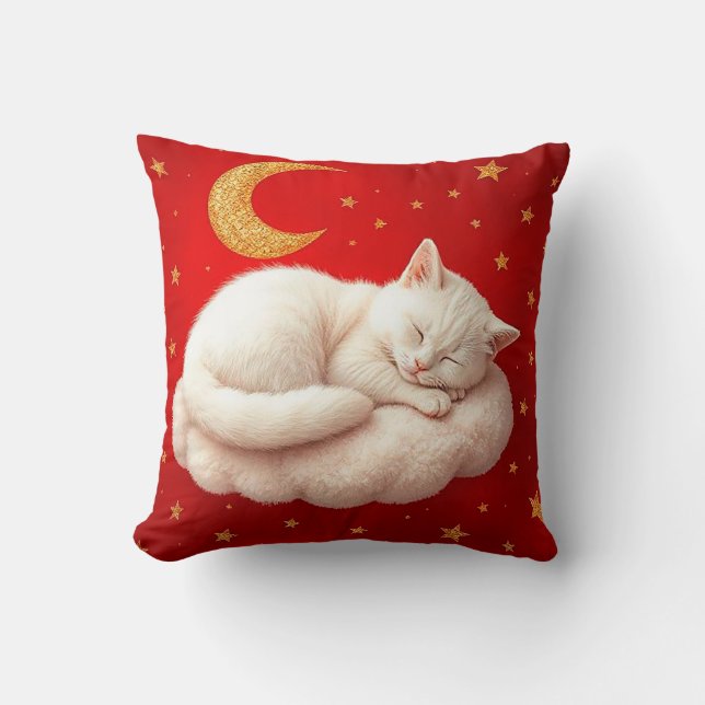 Weiße Katze Kissen (Vorderseite)