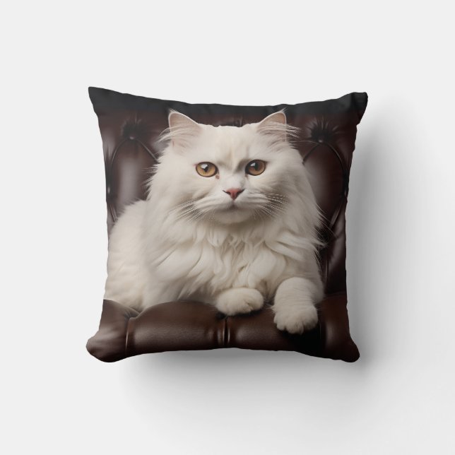 Weiße Katze Kissen (Vorderseite)