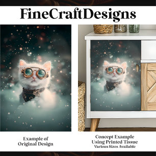 Weiße Katze, Kitten, Kitten H2 Decoupage Seidenpapier