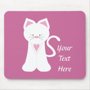Weiße Katze (kundengerecht) Mousepad