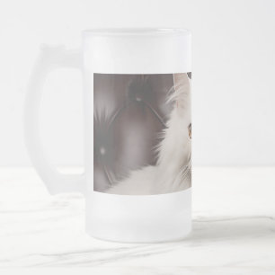 Weiße Katze Mattglas Bierglas