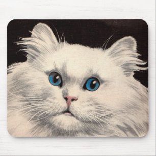 weiße Katze mit blauen Augen Mousepad