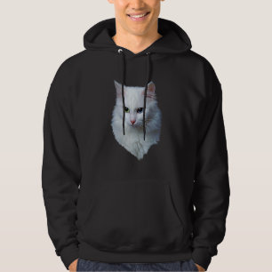 Weiße Katze mit blauen und grünen Augen Hoodie