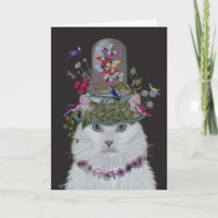 Weiße Katze mit Butterfly Bell Jar